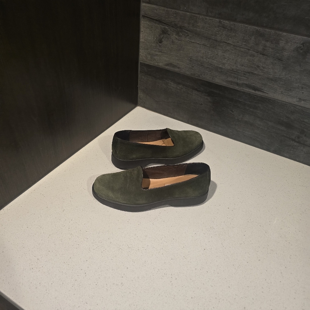 Coach Olive Green Suede Loafers